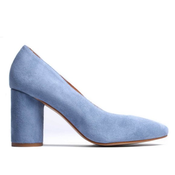 L'Intervalle Anyl Blue Suede Barrel Block Heels 37 - Picture 11 of 13